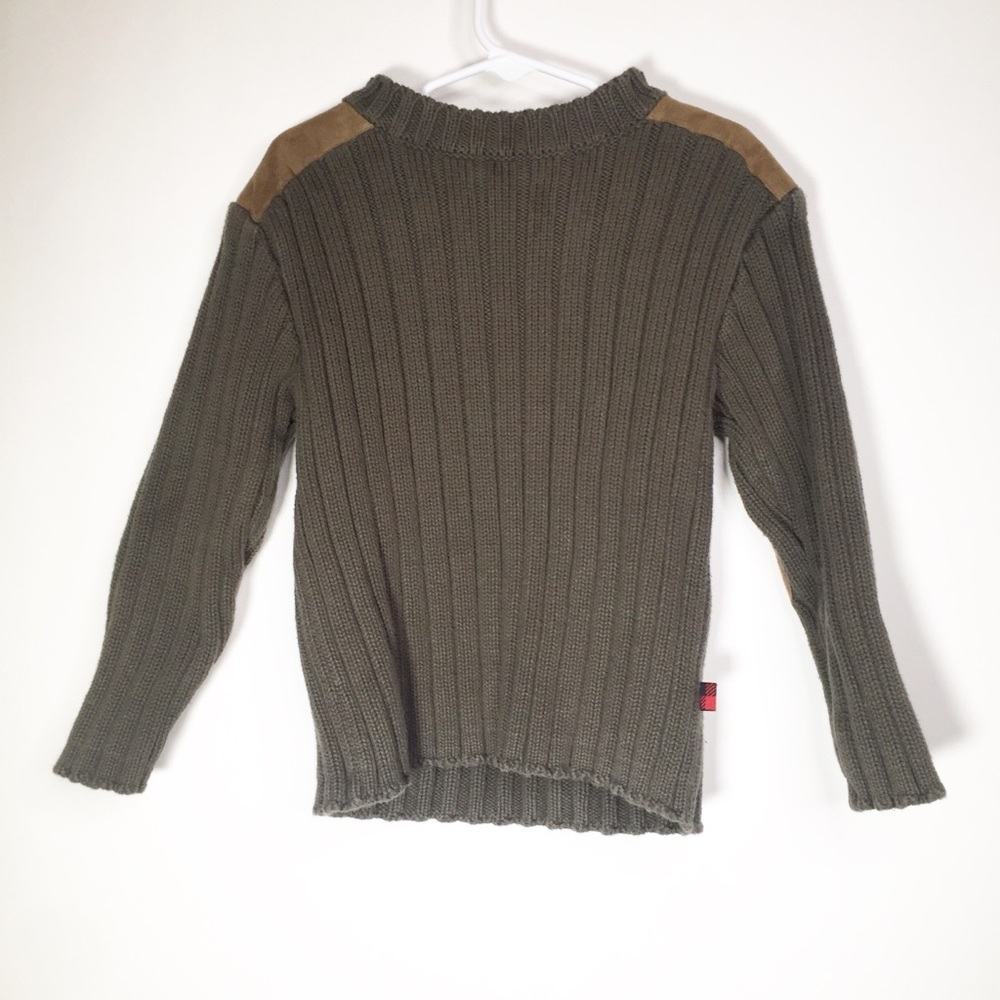 Woolrich 4/5 M Boys Green Sweater W/ Elbow Patches